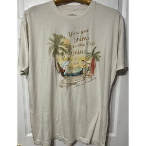 Margaritaville Mens Fins to the Left Graphic T-Shirt XXL Cream Jimmy Buffett NWT